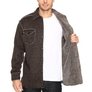 True Grit Men's Dark Brown Sherpa Shirt Jacket